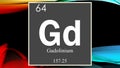 Gadolinium chemical element symbol on dark colored abstract background Royalty Free Stock Photo