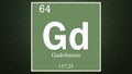 Gadolinium chemical element symbol on dark green abstract background Royalty Free Stock Photo