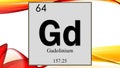 Gadolinium chemical element symbol on wide colored background Royalty Free Stock Photo