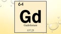 Gadolinium chemical element symbol on yellow bubble background Royalty Free Stock Photo