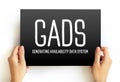 GADS - Generating Availability Data System acronym text on card, abbreviation concept background
