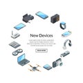 Gadset set label with text. Vector isometric gadgets icons