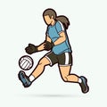 Gaelic Football female player cartoon graphic vector.