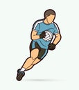 Gaelic Football male player cartoon graphic vector.