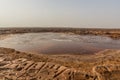 Gaet'ale Pond in Danakil depression, Ethiopia. Hypersaline lake with bubbling ga Royalty Free Stock Photo