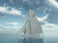 Gaff rig schooner in the open sea