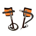 Gaffs for climbing a tree. Arborist equipment Royalty Free Stock Photo