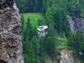 Gaflei lookout tower Aussichtsturm Gaflei over the Rhine river valley Rheintal - Schaan, Liechtenstein Royalty Free Stock Photo