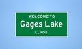 Gages Lake, Illinois city limit sign. Town sign from the USA.