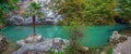 GAGRA, ABKHAZIA - OCTOBER 4, 2014: Blue Lake near Ritsa Lake. Royalty Free Stock Photo