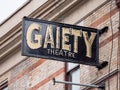 Gaiety Theatre sign in Dublin, on front facade Royalty Free Stock Photo