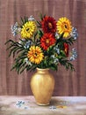 Gaillardia in a ceramic jug Royalty Free Stock Photo