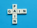Gain pain word made from crossword square letter