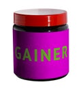 Gainer. Container with sport nutrition