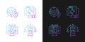 Gaining digital proficiency gradient icons set for dark and light mode