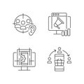 Gaining digital proficiency linear icons set