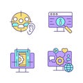 Gaining digital proficiency RGB color icons set