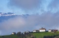 Gaintza is a municipality in the province of Guip?zcoa with Aizkorri in the background, Euskadi Royalty Free Stock Photo