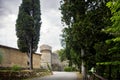 Gaiole in Chianti: View of the beautiful and ancient Meleto Castle in the heart of Chianti. Tuscany, Italy Royalty Free Stock Photo