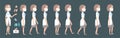 Gait Animation 2d character. Nurse or doctor, full cycle walking.