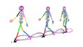 Gait recognition , motion capture 3d render of character walking. View 5