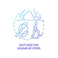 Gait and sound of steps blue gradient concept icon