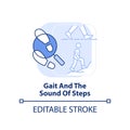 Gait and sound of steps light blue concept icon