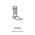 gaiter icon vector from american football collection. Thin line gaiter outline icon vector illustration. Linear symbol for use on Royalty Free Stock Photo