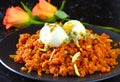 Gajar Halwa-carrot pudding served with ice cream Royalty Free Stock Photo