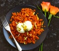 Gajar Halwa-carrot pudding served with ice cream Royalty Free Stock Photo