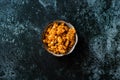 Gajar ka halwa / Halva is a carrot-based sweet dessert pudding from India. Garnished with Cashew/almond nuts and Served in a bowl Royalty Free Stock Photo