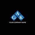 GAK letter logo design on BLACK background. GAK creative initials letter logo concept. GAK letter design.GAK letter logo design on Royalty Free Stock Photo