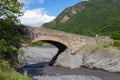 Gakh region Great bridge. The bridge was built on Kurmugchay along the road to Ilisu village in Azerbaijan. 18th century