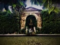 Artistic fountain, Gala - DalÃÂ¬ Castle garden in Pubol Royalty Free Stock Photo