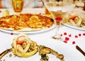 Gala dinner at the restaurant, fish mix of different seafood, pi Royalty Free Stock Photo