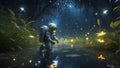 Galactic Firefly Illumination. AI Generate