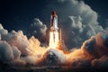 Galactic liftoff Rocket propels into space in mesmerizing mixed media Royalty Free Stock Photo