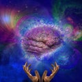 Galactic Mind on Vivid Background Royalty Free Stock Photo