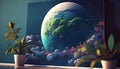Galactic Oasis: A Serene View of a Planet from Space, Made with Generative AI