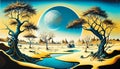 Galactic Oasis: A Surreal Universe of Vibrant Colors and Intricate Patterns, Made with Generative AI