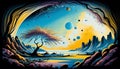 Galactic Oasis - A Surreal Universe of Vibrant Colors and Intricate Patterns, Made with Generative AI