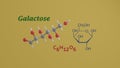 Galactose sugar science molecule 3D render illustration