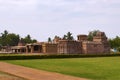 Galaganatha Group of temples, Aihole, Bagalkot, Karnataka. From right - Suryanarayana Temple, Lad Khan Temple, and Chakra Gudi tem Royalty Free Stock Photo