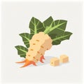 Galangal Vegetable Cute Playful Flat Icon by Generative AI