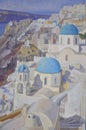 Santorini, 2nd September: Galanopoulos Art Gallery painting from Oia