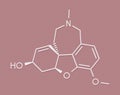 Galantamine alkaloid molecule. Found in Caucasian snowdrop, used in treatment of Alzheimer`s disease. Skeletal formula.