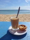Galao and Pastel de Nata, a Portuguese specialty Royalty Free Stock Photo