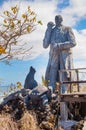 GALAPAGOS, ECUADOR, MARCH, 19 2018: Charles darwin statue in san Cristobal island Galapagos Royalty Free Stock Photo