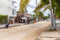 GALAPAGOS ISLAND, ISLA ISABELA - JULY 2, 2019: Outdoor cafe, street view. Copy space for text