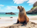 Galapagos sea lion pose wide Royalty Free Stock Photo